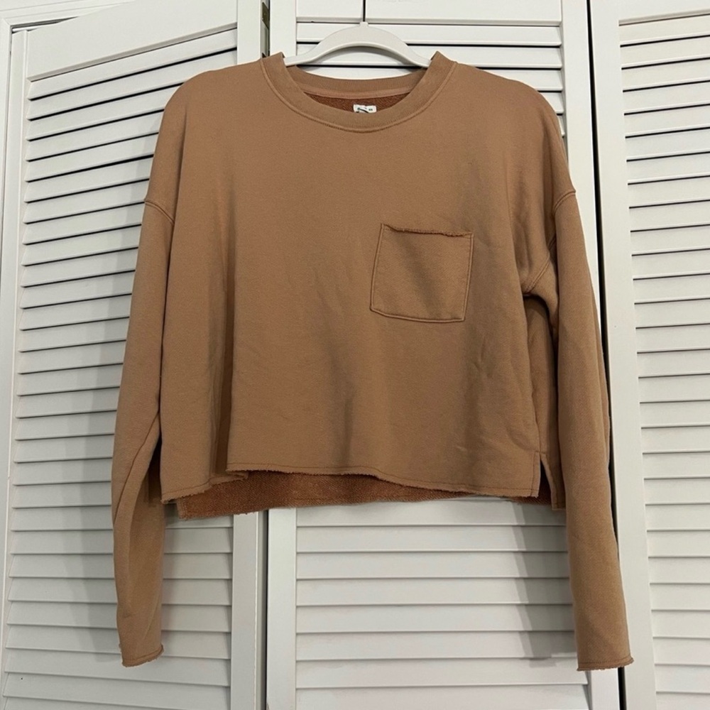 Aerie Cropped Sweatshirt Neutral Minimalist Normcore Sz M